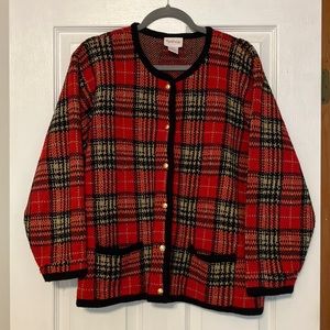 Plaid cardigan sweater